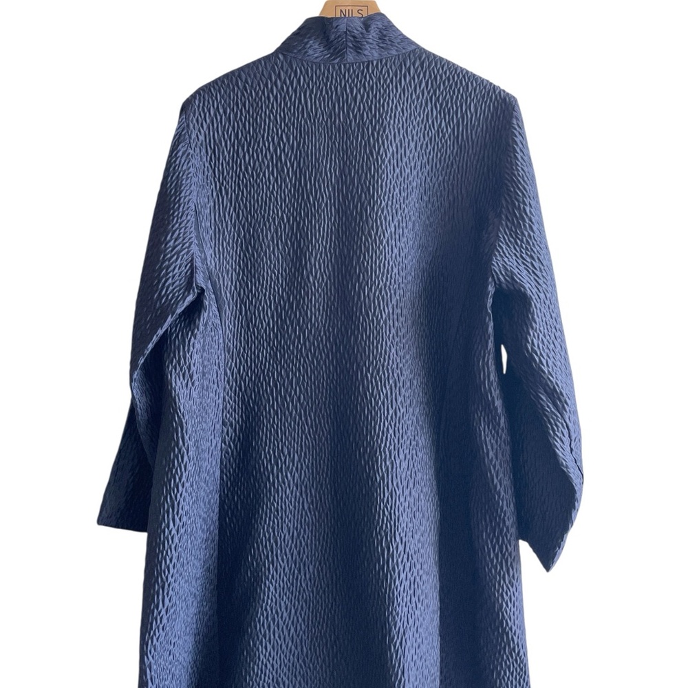 Eileen Fisher silk long black duster coat with pockets size L large - Picture 3 of 7